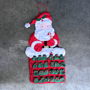 Vintage L'Art Christmas Advent Calendar Fabric Santa Claus 90s 24 pockets kids